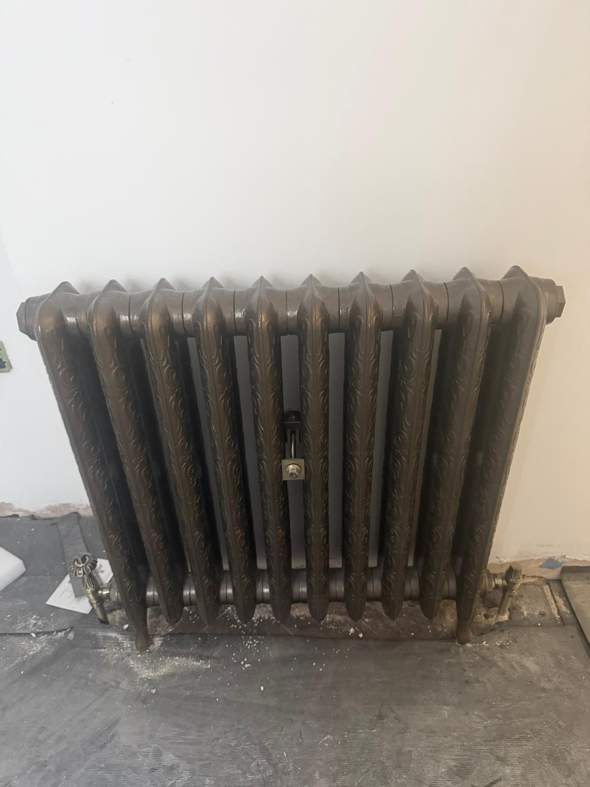 Full cast iron ornate radiator with antique bronze finish